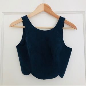 Hollister Navy Suede Scalloped Crop Top